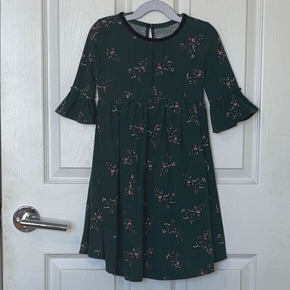Old Navy Other - Old Navy 4T Girls Floral Dress with velvet trim collar, Green, Fall, Autumn
